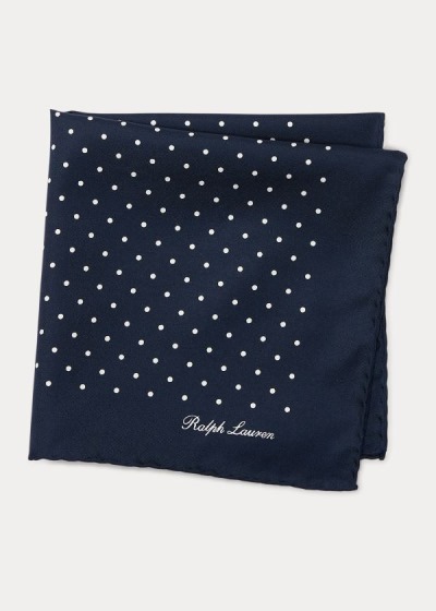 Cuadrícula Ralph Lauren Hombre Azul Marino - Polka-Dot Silk Pocket - PFZLO2867